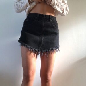Black denim skirt